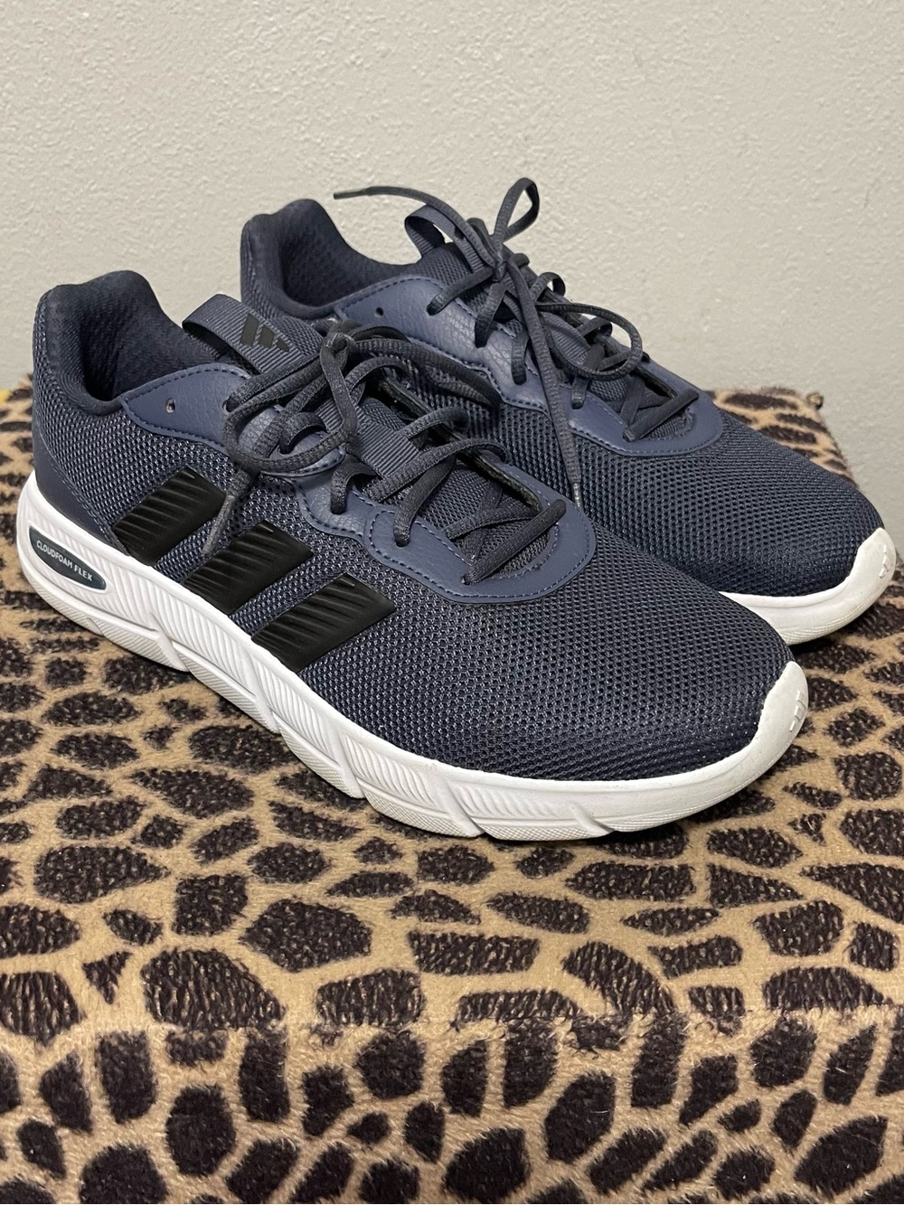 Adidas Cloudfoam Flex Wide Fit Sneakers Navy Blue Mesh Casual Mens 10